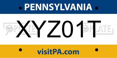 XYZ01T Pennsylvania License Plate