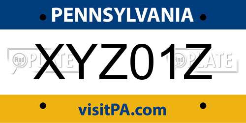 XYZ01Z Pennsylvania License Plate