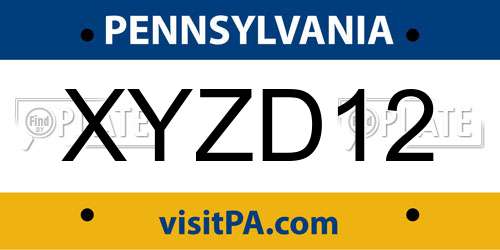 XYZD12 Pennsylvania License Plate