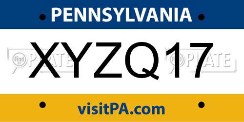 XYZQ17 Pennsylvania License Plate