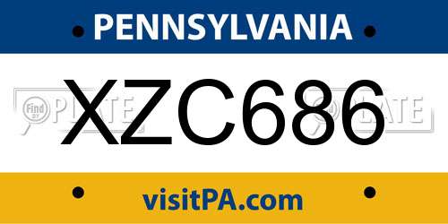XZC686 Pennsylvania License Plate
