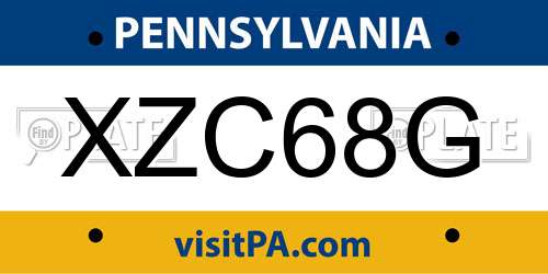 XZC68G Pennsylvania License Plate