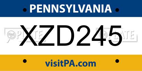 XZD245 Pennsylvania License Plate