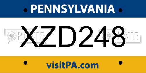 XZD248 Pennsylvania License Plate
