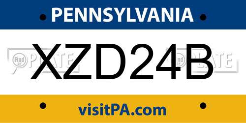 XZD24B Pennsylvania License Plate