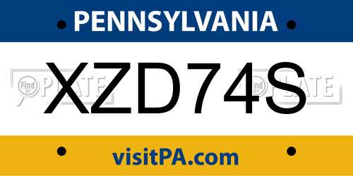 XZD74S Pennsylvania License Plate