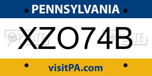 XZO74B Pennsylvania License Plate