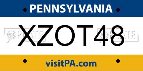XZOT48 Pennsylvania License Plate