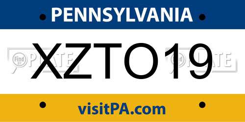 XZTO19 Pennsylvania License Plate