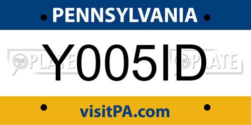 Y005ID Pennsylvania License Plate