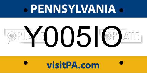 Y005IO Pennsylvania License Plate
