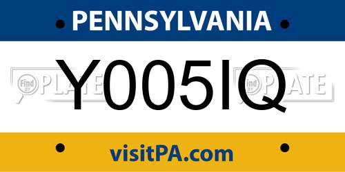 Y005IQ Pennsylvania License Plate