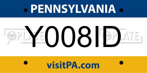Y008ID Pennsylvania License Plate