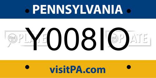 Y008IO Pennsylvania License Plate