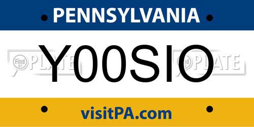 Y00SIO Pennsylvania License Plate