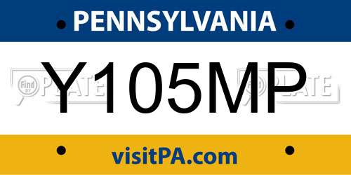 Y105MP Pennsylvania License Plate