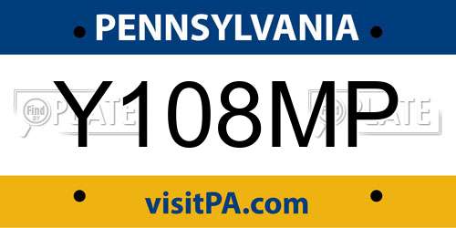 Y108MP Pennsylvania License Plate