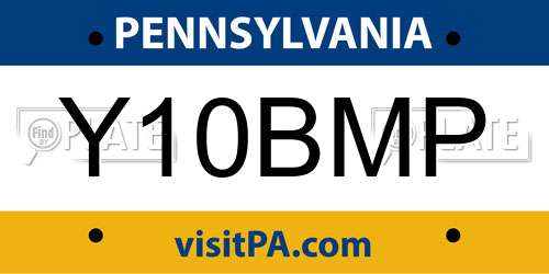 Y10BMP Pennsylvania License Plate