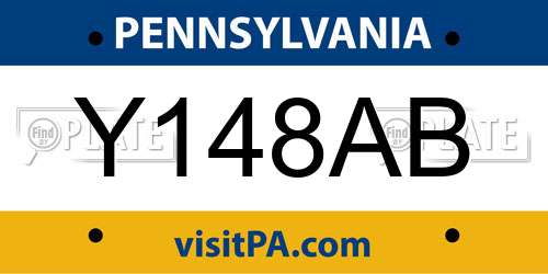 Y148AB Pennsylvania License Plate