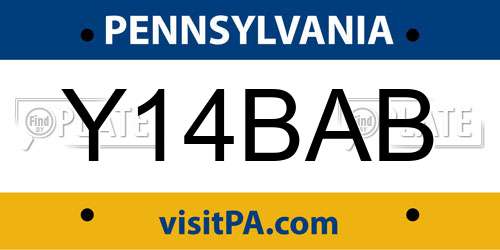 Y14BAB Pennsylvania License Plate