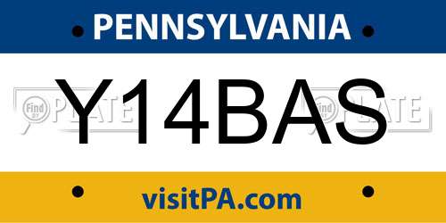 Y14BAS Pennsylvania License Plate