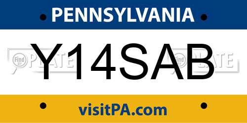 Y14SAB Pennsylvania License Plate