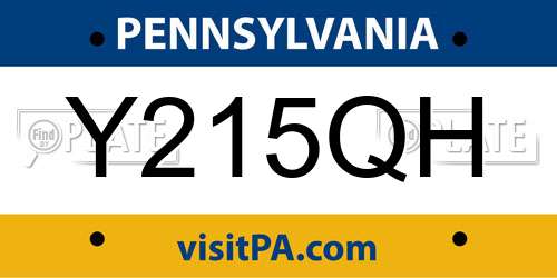 Y215QH Pennsylvania License Plate