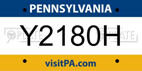 Y2180H Pennsylvania License Plate