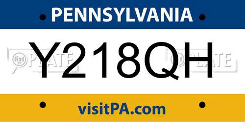 Y218QH Pennsylvania License Plate
