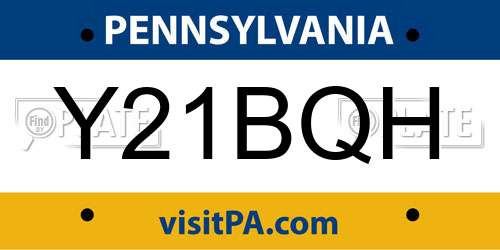 Y21BQH Pennsylvania License Plate
