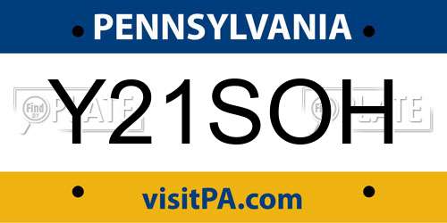 Y21SOH Pennsylvania License Plate