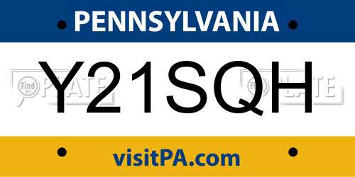 Y21SQH Pennsylvania License Plate