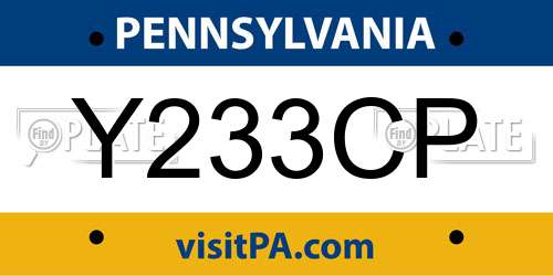 Y233CP Pennsylvania License Plate