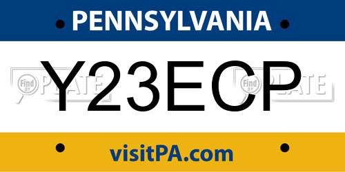 Y23ECP Pennsylvania License Plate