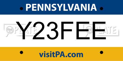 Y23FEE Pennsylvania License Plate
