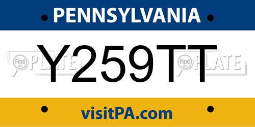 Y259TT Pennsylvania License Plate