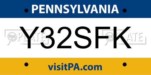 Y32SFK Pennsylvania License Plate