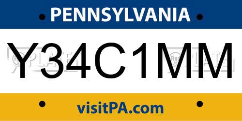 Y34C1MM Pennsylvania License Plate