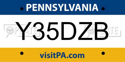 Y35DZB Pennsylvania License Plate