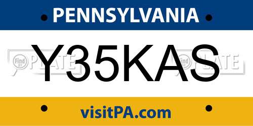 Y35KAS Pennsylvania License Plate