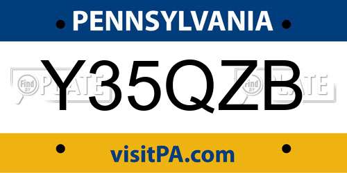 Y35QZB Pennsylvania License Plate