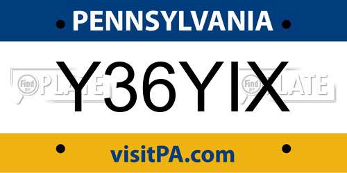 Y36YIX Pennsylvania License Plate