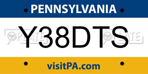 Y38DTS Pennsylvania License Plate