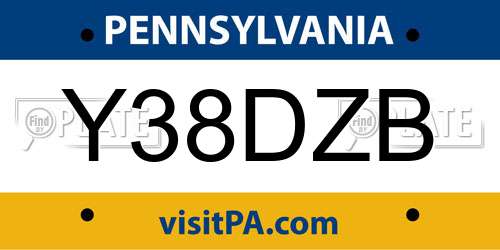 Y38DZB Pennsylvania License Plate
