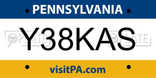Y38KAS Pennsylvania License Plate