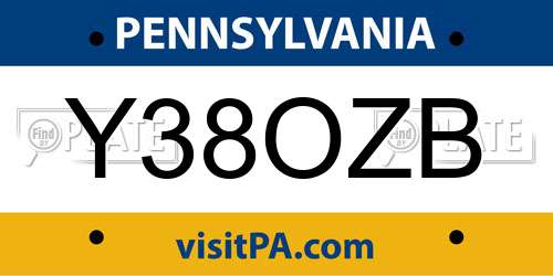 Y38OZB Pennsylvania License Plate