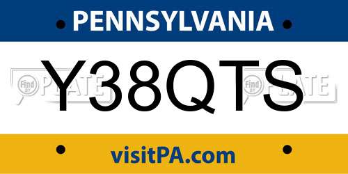 Y38QTS Pennsylvania License Plate
