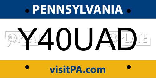 Y40UAD Pennsylvania License Plate