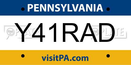 Y41RAD Pennsylvania License Plate