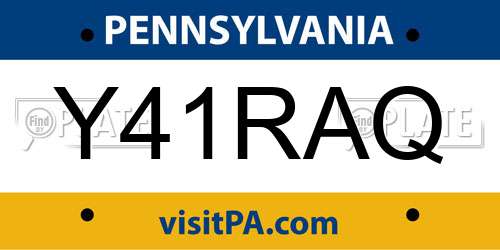Y41RAQ Pennsylvania License Plate